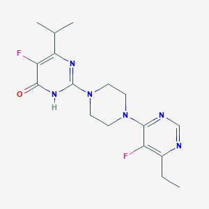 molecular formula C17H22F2N6O B6441696 2-[4-(6-ethyl-5-fluoropyrimidin-4-yl)piperazin-1-yl]-5-fluoro-6-(propan-2-yl)-3,4-dihydropyrimidin-4-one CAS No. 2549026-52-8