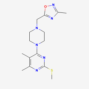 molecular formula C15H22N6OS B6441727 4,5-dimethyl-6-{4-[(3-methyl-1,2,4-oxadiazol-5-yl)methyl]piperazin-1-yl}-2-(methylsulfanyl)pyrimidine CAS No. 2549027-64-5