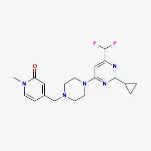 molecular formula C19H23F2N5O B6441746 4-({4-[2-cyclopropyl-6-(difluoromethyl)pyrimidin-4-yl]piperazin-1-yl}methyl)-1-methyl-1,2-dihydropyridin-2-one CAS No. 2640943-60-6