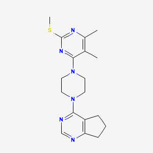 molecular formula C18H24N6S B6441757 4-(4-{5H,6H,7H-cyclopenta[d]pyrimidin-4-yl}piperazin-1-yl)-5,6-dimethyl-2-(methylsulfanyl)pyrimidine CAS No. 2549021-33-0