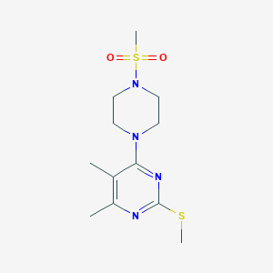 molecular formula C12H20N4O2S2 B6441775 4-(4-methanesulfonylpiperazin-1-yl)-5,6-dimethyl-2-(methylsulfanyl)pyrimidine CAS No. 2549008-88-8