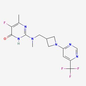 molecular formula C15H16F4N6O B6441793 5-fluoro-6-methyl-2-[methyl({1-[6-(trifluoromethyl)pyrimidin-4-yl]azetidin-3-yl}methyl)amino]-3,4-dihydropyrimidin-4-one CAS No. 2640946-81-0