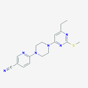 molecular formula C17H20N6S B6441801 6-{4-[6-ethyl-2-(methylsulfanyl)pyrimidin-4-yl]piperazin-1-yl}pyridine-3-carbonitrile CAS No. 2548979-33-3