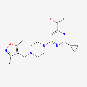 molecular formula C18H23F2N5O B6441808 2-cyclopropyl-4-(difluoromethyl)-6-{4-[(3,5-dimethyl-1,2-oxazol-4-yl)methyl]piperazin-1-yl}pyrimidine CAS No. 2640952-07-2