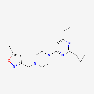 molecular formula C18H25N5O B6441813 2-cyclopropyl-4-ethyl-6-{4-[(5-methyl-1,2-oxazol-3-yl)methyl]piperazin-1-yl}pyrimidine CAS No. 2548979-92-4