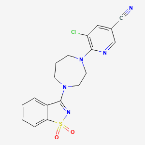 molecular formula C18H16ClN5O2S B6441829 5-chloro-6-[4-(1,1-dioxo-1??,2-benzothiazol-3-yl)-1,4-diazepan-1-yl]pyridine-3-carbonitrile CAS No. 2549041-13-4