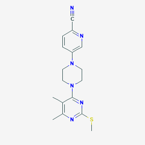 molecular formula C17H20N6S B6441835 5-{4-[5,6-dimethyl-2-(methylsulfanyl)pyrimidin-4-yl]piperazin-1-yl}pyridine-2-carbonitrile CAS No. 2549020-77-9