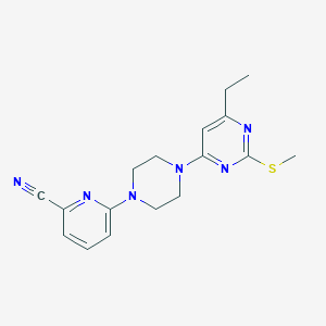 molecular formula C17H20N6S B6441842 6-{4-[6-ethyl-2-(methylsulfanyl)pyrimidin-4-yl]piperazin-1-yl}pyridine-2-carbonitrile CAS No. 2548987-44-4
