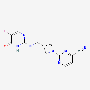 molecular formula C15H16FN7O B6441856 2-(3-{[(5-fluoro-4-methyl-6-oxo-1,6-dihydropyrimidin-2-yl)(methyl)amino]methyl}azetidin-1-yl)pyrimidine-4-carbonitrile CAS No. 2640895-28-7