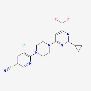 molecular formula C18H17ClF2N6 B6441873 5-chloro-6-{4-[2-cyclopropyl-6-(difluoromethyl)pyrimidin-4-yl]piperazin-1-yl}pyridine-3-carbonitrile CAS No. 2640935-34-6