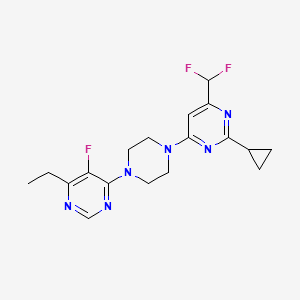 molecular formula C18H21F3N6 B6441888 2-cyclopropyl-4-(difluoromethyl)-6-[4-(6-ethyl-5-fluoropyrimidin-4-yl)piperazin-1-yl]pyrimidine CAS No. 2640971-51-1