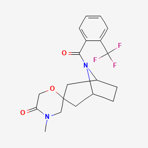 molecular formula C19H21F3N2O3 B6441897 4'-methyl-8-[2-(trifluoromethyl)benzoyl]-8-azaspiro[bicyclo[3.2.1]octane-3,2'-morpholin]-5'-one CAS No. 2640814-53-3