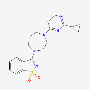 molecular formula C19H21N5O2S B6441901 3-[4-(2-cyclopropylpyrimidin-4-yl)-1,4-diazepan-1-yl]-1??,2-benzothiazole-1,1-dione CAS No. 2549020-92-8