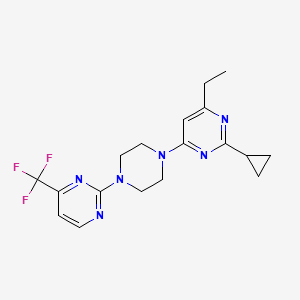 molecular formula C18H21F3N6 B6441922 2-cyclopropyl-4-ethyl-6-{4-[4-(trifluoromethyl)pyrimidin-2-yl]piperazin-1-yl}pyrimidine CAS No. 2549021-40-9