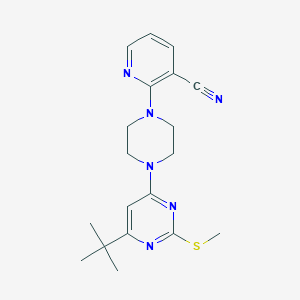 molecular formula C19H24N6S B6441923 2-{4-[6-tert-butyl-2-(methylsulfanyl)pyrimidin-4-yl]piperazin-1-yl}pyridine-3-carbonitrile CAS No. 2549021-61-4