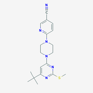 molecular formula C19H24N6S B6441931 6-{4-[6-tert-butyl-2-(methylsulfanyl)pyrimidin-4-yl]piperazin-1-yl}pyridine-3-carbonitrile CAS No. 2548975-89-7