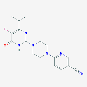 molecular formula C17H19FN6O B6441973 6-{4-[5-fluoro-6-oxo-4-(propan-2-yl)-1,6-dihydropyrimidin-2-yl]piperazin-1-yl}pyridine-3-carbonitrile CAS No. 2548987-49-9