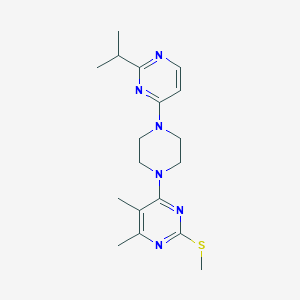 molecular formula C18H26N6S B6441980 4,5-dimethyl-2-(methylsulfanyl)-6-{4-[2-(propan-2-yl)pyrimidin-4-yl]piperazin-1-yl}pyrimidine CAS No. 2549005-09-4