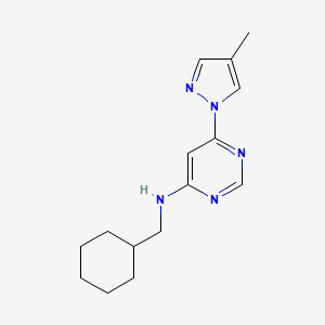 molecular formula C15H21N5 B6442000 N-(cyclohexylmethyl)-6-(4-methyl-1H-pyrazol-1-yl)pyrimidin-4-amine CAS No. 2549005-41-4
