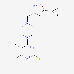molecular formula C18H25N5OS B6442043 4-{4-[(5-cyclopropyl-1,2-oxazol-3-yl)methyl]piperazin-1-yl}-5,6-dimethyl-2-(methylsulfanyl)pyrimidine CAS No. 2549020-62-2