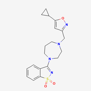 molecular formula C19H22N4O3S B6442055 3-{4-[(5-cyclopropyl-1,2-oxazol-3-yl)methyl]-1,4-diazepan-1-yl}-1??,2-benzothiazole-1,1-dione CAS No. 2549020-82-6