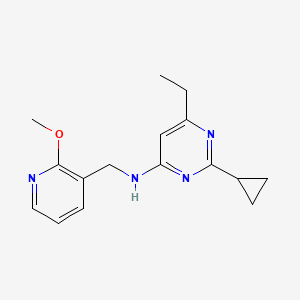 molecular formula C16H20N4O B6442059 2-cyclopropyl-6-ethyl-N-[(2-methoxypyridin-3-yl)methyl]pyrimidin-4-amine CAS No. 2549062-80-6