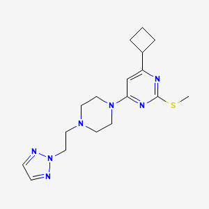 molecular formula C17H25N7S B6442065 4-cyclobutyl-2-(methylsulfanyl)-6-{4-[2-(2H-1,2,3-triazol-2-yl)ethyl]piperazin-1-yl}pyrimidine CAS No. 2640950-61-2