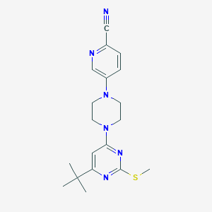 molecular formula C19H24N6S B6442066 5-{4-[6-tert-butyl-2-(methylsulfanyl)pyrimidin-4-yl]piperazin-1-yl}pyridine-2-carbonitrile CAS No. 2549020-50-8