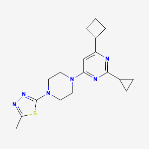 molecular formula C18H24N6S B6442078 4-cyclobutyl-2-cyclopropyl-6-[4-(5-methyl-1,3,4-thiadiazol-2-yl)piperazin-1-yl]pyrimidine CAS No. 2549018-44-0