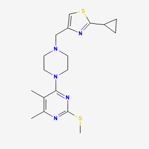 4-{4-[(2-cyclopropyl-1,3-thiazol-4-yl)methyl]piperazin-1-yl}-5,6-dimethyl-2-(methylsulfanyl)pyrimidine