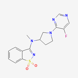 molecular formula C16H16FN5O2S B6442088 3-{[1-(5-fluoropyrimidin-4-yl)pyrrolidin-3-yl](methyl)amino}-1??,2-benzothiazole-1,1-dione CAS No. 2548982-11-0
