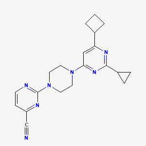 molecular formula C20H23N7 B6442099 2-[4-(6-cyclobutyl-2-cyclopropylpyrimidin-4-yl)piperazin-1-yl]pyrimidine-4-carbonitrile CAS No. 2549045-82-9