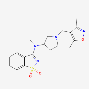 molecular formula C18H22N4O3S B6442107 3-({1-[(3,5-dimethyl-1,2-oxazol-4-yl)methyl]pyrrolidin-3-yl}(methyl)amino)-1??,2-benzothiazole-1,1-dione CAS No. 2548999-68-2