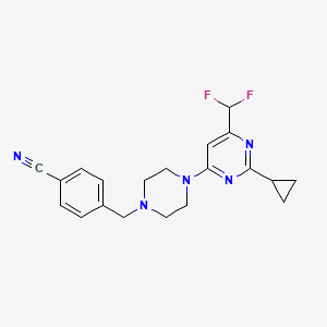 molecular formula C20H21F2N5 B6442129 4-({4-[2-cyclopropyl-6-(difluoromethyl)pyrimidin-4-yl]piperazin-1-yl}methyl)benzonitrile CAS No. 2640898-96-8