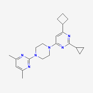 molecular formula C21H28N6 B6442136 4-cyclobutyl-2-cyclopropyl-6-[4-(4,6-dimethylpyrimidin-2-yl)piperazin-1-yl]pyrimidine CAS No. 2548983-12-4