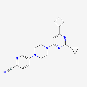 molecular formula C21H24N6 B6442151 5-[4-(6-cyclobutyl-2-cyclopropylpyrimidin-4-yl)piperazin-1-yl]pyridine-2-carbonitrile CAS No. 2549043-77-6