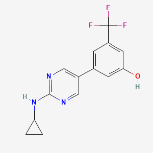 molecular formula C14H12F3N3O B6442161 3-[2-(cyclopropylamino)pyrimidin-5-yl]-5-(trifluoromethyl)phenol CAS No. 2548994-46-1