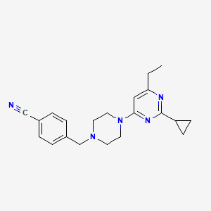 molecular formula C21H25N5 B6442167 4-{[4-(2-cyclopropyl-6-ethylpyrimidin-4-yl)piperazin-1-yl]methyl}benzonitrile CAS No. 2549005-77-6