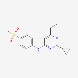 molecular formula C16H19N3O2S B6442185 2-cyclopropyl-6-ethyl-N-(4-methanesulfonylphenyl)pyrimidin-4-amine CAS No. 2548979-45-7
