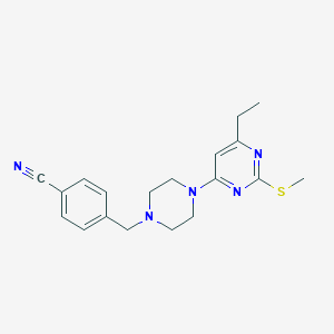 molecular formula C19H23N5S B6442210 4-({4-[6-ethyl-2-(methylsulfanyl)pyrimidin-4-yl]piperazin-1-yl}methyl)benzonitrile CAS No. 2548999-00-2