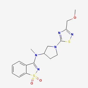 molecular formula C16H19N5O3S2 B6442221 3-({1-[3-(methoxymethyl)-1,2,4-thiadiazol-5-yl]pyrrolidin-3-yl}(methyl)amino)-1??,2-benzothiazole-1,1-dione CAS No. 2549043-04-9