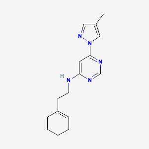 molecular formula C16H21N5 B6442236 N-[2-(cyclohex-1-en-1-yl)ethyl]-6-(4-methyl-1H-pyrazol-1-yl)pyrimidin-4-amine CAS No. 2548983-89-5