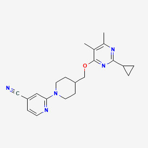 molecular formula C21H25N5O B6442257 2-(4-{[(2-cyclopropyl-5,6-dimethylpyrimidin-4-yl)oxy]methyl}piperidin-1-yl)pyridine-4-carbonitrile CAS No. 2640946-57-0