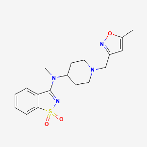 molecular formula C18H22N4O3S B6442265 3-[methyl({1-[(5-methyl-1,2-oxazol-3-yl)methyl]piperidin-4-yl})amino]-1??,2-benzothiazole-1,1-dione CAS No. 2549005-63-0