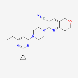 molecular formula C22H26N6O B6442271 2-[4-(2-cyclopropyl-6-ethylpyrimidin-4-yl)piperazin-1-yl]-5H,7H,8H-pyrano[4,3-b]pyridine-3-carbonitrile CAS No. 2549015-92-9