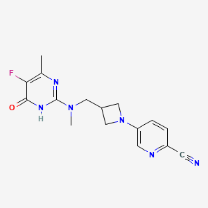 molecular formula C16H17FN6O B6442275 5-(3-{[(5-fluoro-4-methyl-6-oxo-1,6-dihydropyrimidin-2-yl)(methyl)amino]methyl}azetidin-1-yl)pyridine-2-carbonitrile CAS No. 2640904-14-7