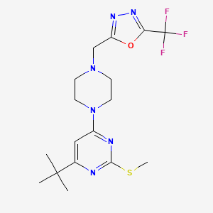 4-tert-butyl-2-(methylsulfanyl)-6-(4-{[5-(trifluoromethyl)-1,3,4-oxadiazol-2-yl]methyl}piperazin-1-yl)pyrimidine