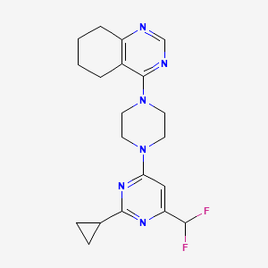 molecular formula C20H24F2N6 B6442333 4-{4-[2-cyclopropyl-6-(difluoromethyl)pyrimidin-4-yl]piperazin-1-yl}-5,6,7,8-tetrahydroquinazoline CAS No. 2640947-50-6