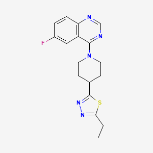 molecular formula C17H18FN5S B6442336 4-[4-(5-ethyl-1,3,4-thiadiazol-2-yl)piperidin-1-yl]-6-fluoroquinazoline CAS No. 2640964-18-5