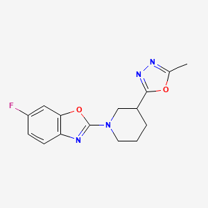 molecular formula C15H15FN4O2 B6442351 6-fluoro-2-[3-(5-methyl-1,3,4-oxadiazol-2-yl)piperidin-1-yl]-1,3-benzoxazole CAS No. 2548996-60-5